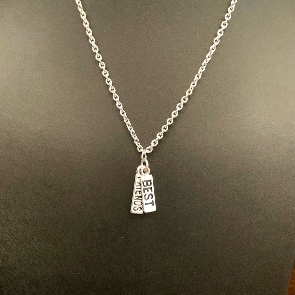 Best Friends Silver tone Necklace euc - Picture 1 of 4